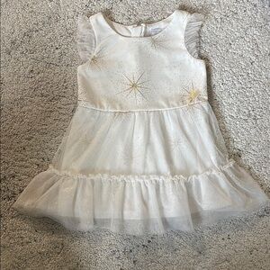 The Children's Place White and Gold Sparkle Dress Size 2T